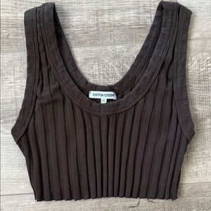 Cotton Citizen Dark Brown Ribbed Crop Top